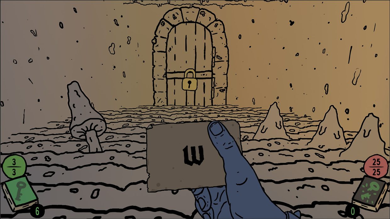 Shroom and Gloom doorway scene in a dark tunnel where an easily missed opening sits off the main route
