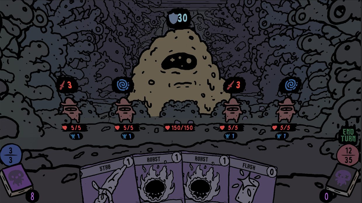 Shroom and Gloom combat encounter with several fungal enemies on screen, the situation where frame rate drops are most visible
